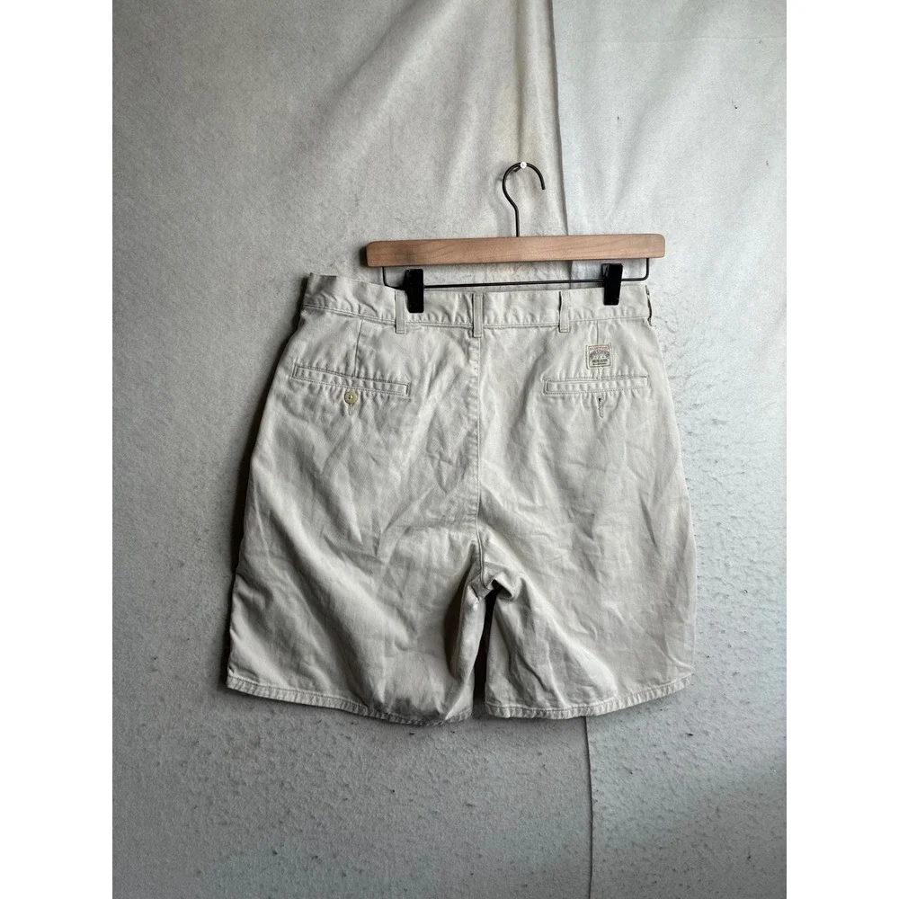 Polo Ralph Lauren Andrew Shorts Mens 34 Tan Beige Pleated Chino Cotton USA 90s